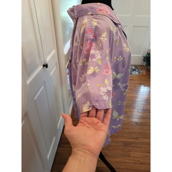 Vintage 90's/Y2k Purple Floral/Butterfly Print Button Up  22/24 Cottage Fairy - Picture 5 of 7